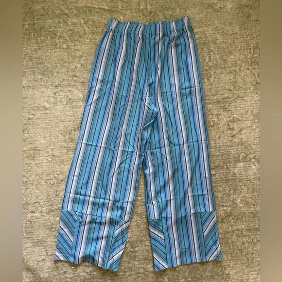 Cicy Bell Striped Palazzo Blue and Green mid raise wide leg trousers - Picture 8 of 8